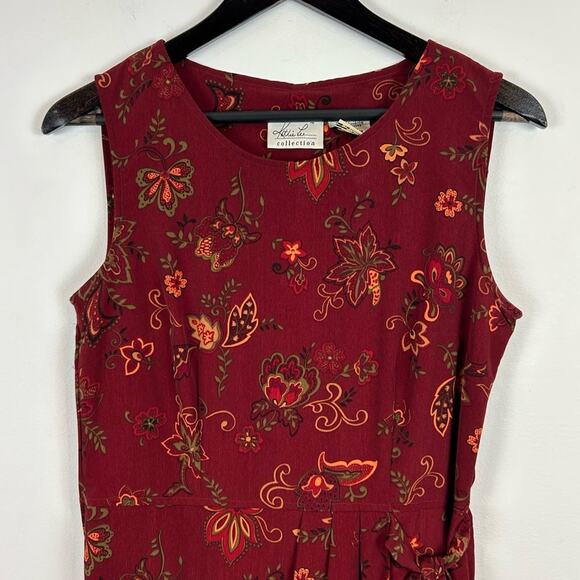 Katie Lee Collection Vintage Wine Paisley Midi Dress Size 10 - Picture 3 of 5